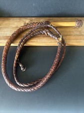 Antique Braided Leather Bull Whip 7  6  . Not Cheap Leather. Has Some Damage.
