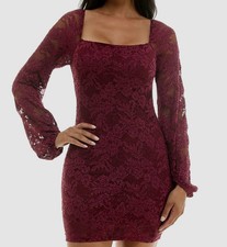 Emerald Sundae Juniors Red Glitter Lace Bodycon Mini Dress Size M