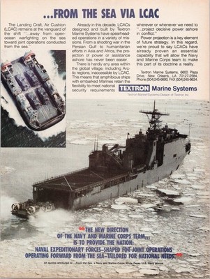 Textron Marine Systems 1993 Magazine Ad Print US Navy LCAC Naval Ship