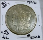 1921-D MORGAN SILVER DOLLAR FROM ORIGINAL BANK BAG GEM BU US MINT #2026