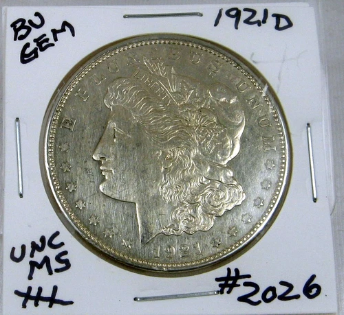 1921-D MORGAN SILVER DOLLAR FROM ORIGINAL BANK BAG GEM BU US MINT #2026