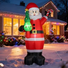 7 FT Christmas Inflatable Santa Claus with Candy and Xmas Tree Outdoor Decor