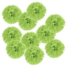 4" Pom Pom Flowers Handkerchief, 10pcs Flower Ball Paper, Green Lime