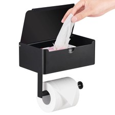 Toilet Paper Holder with Shelf Wipe for Bathroom Large Stainless Steel Wall