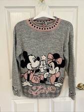 VTG Disney Mickey  s Stuff For Kids Girls XL 16 Sweater Gray Minnie Mickey LOVE