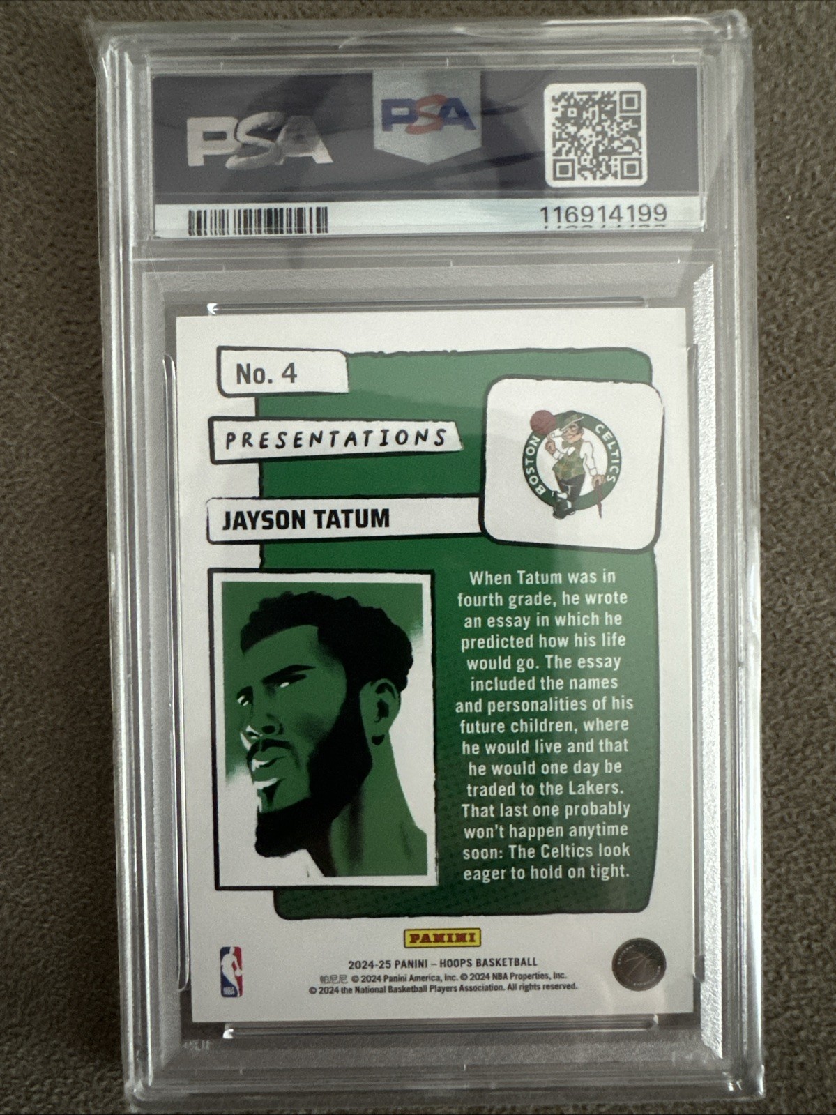 JAYSON TATUM PSA 10 2024-25 PANINI HOOPS #4 PRESENTATIONS SP CELTICS 1988 view 2