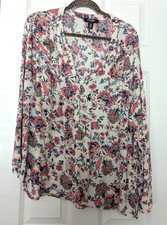 Nine West Size XXL Tunic Floral Pull Over Womens Georgia Pink & Ivory Blouse