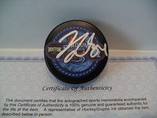 Tanner Jeannot Signed Boston Bruins Puck COA 2026 NHL Stadium Series Puck