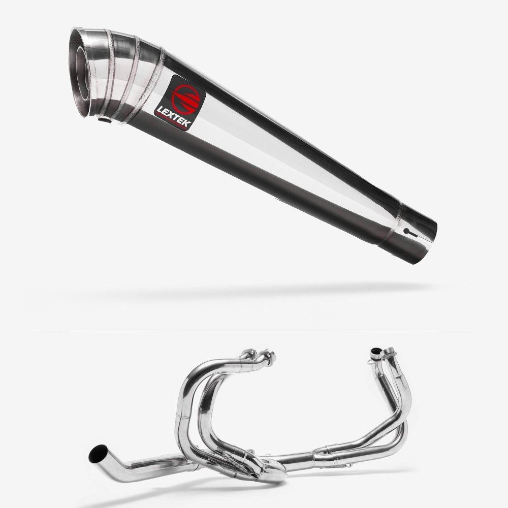 Lextek MP4 S/Steel Megaphone Exhaust System 300mm for Honda VFR 800 (97-01)