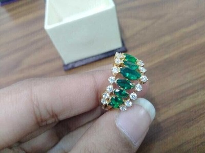 2 Ct Marquise Cut Simulated Emerald Engagement Ring 14K Yellow Gold Plated