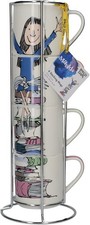 Creative Tops Roald Dahl Matilda Set of 4 Stacking Mugs cups & Rack