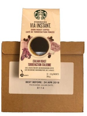 72 Starbucks VIA Instant Italian Dark Roast Packets ** See BB On Box **
