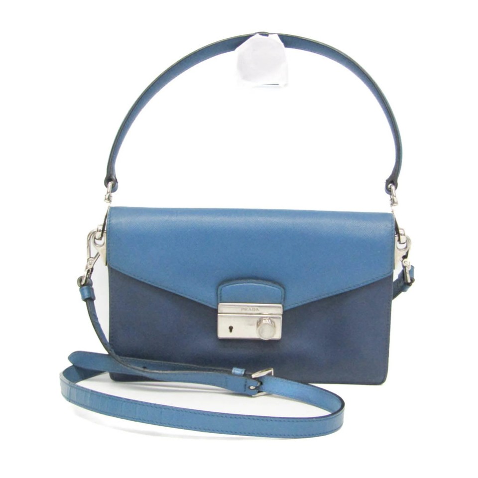 Prada Saffiano Women's Leather Shoulder Bag Blue,Navy BF590916