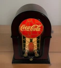 Coca-Cola Stained Glass AM/FM Radio Vtg Style Table Light Radio Tested WORKS!
