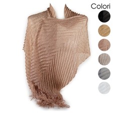 Stola cerimonia elegante donna coprispalle sciarpa lurex foulard scialle frange