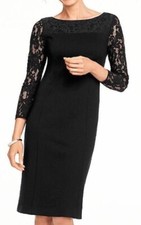 $159 NWT TALBOTS BLACK PONTE+LACE COCKTAIL DRESS SHEATH SHIFT1 20W 2X   (G437)