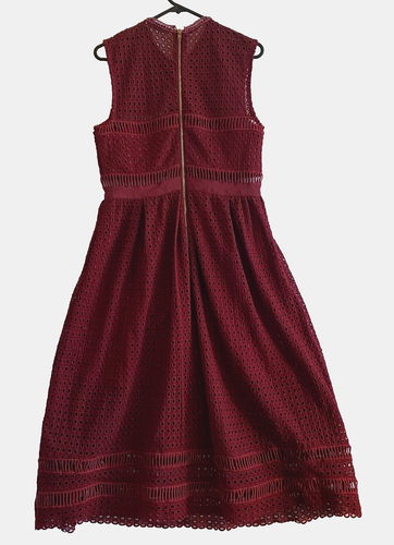 Slide Show Burgundy Lace Midi Dress Sz 12 Cotton Fem Romantic Boho Dark Academia - Bild 6 von 9