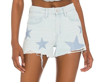 BLANKNYC The Barrow Vintage High Rise Shorts Cut Off Denim Star Blue Sz 28  NWT