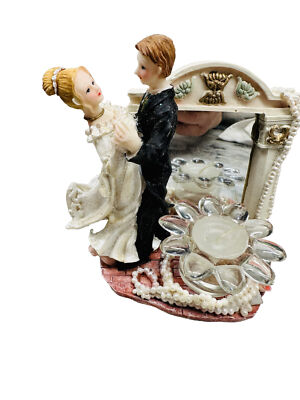 Ceramic WEDDED COUPLE Dancing Candle Holder 5 Inches Tall-Candle Included