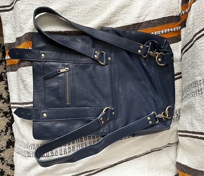 VereVerto Navy Blue Italian 100% Genuine Leather Convertible 