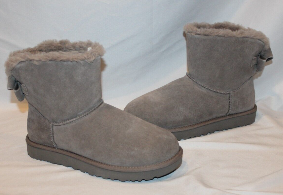 NIB UGG WOMEN'S CLASSIC BAILEY BOW HERITAGE SUEDE SHEARLING BOW