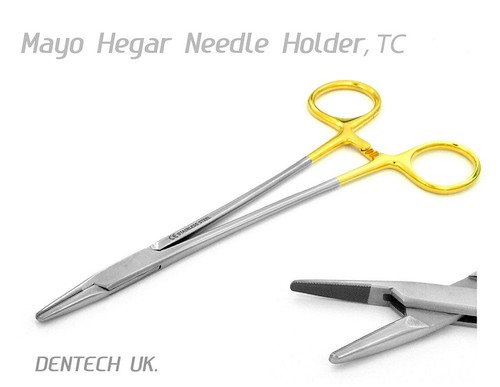 MAYO HEGAR NEEDLE HOLDER FORCEPS 18cm DENTAL SURGICAL SUTURING INSTRUMENT TC CE - Picture 3 of 3