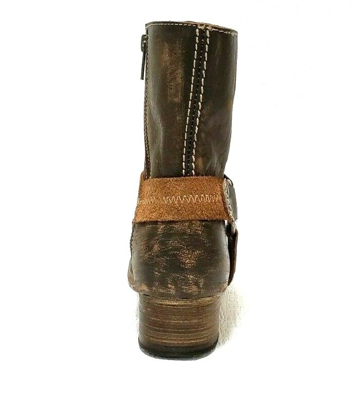 BED STU Roma Brown Distressed Leather Harness Biker  display picture 1