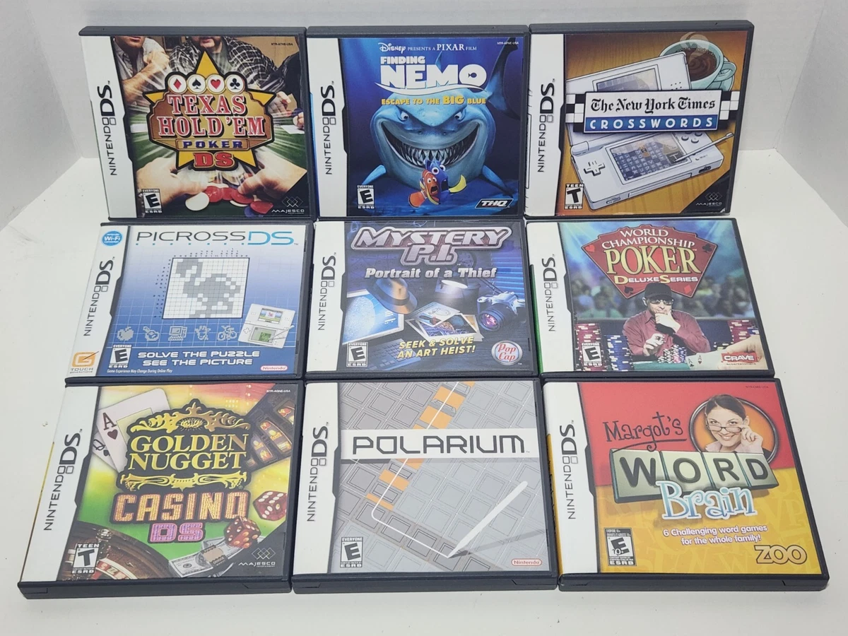 Lot of 9 Nintendo DS Games Brain Teasers Casino Card Games Poker Crossword
