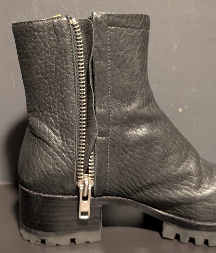 Stivali da combattimento moto LOEFFLER RANDALL doppia zip laterale in pelle nera con ciottoli taglia 7B - Foto 9 di 18