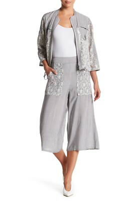 NWT BCBGeneration Lace Pocket Coulette Pants Stripe 100% Rayon Women's Size L