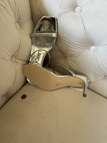 Calvin Klein Womens Silver Sandals Open Toe Slip On SZ 9M - Picture 6 of 6