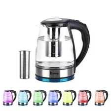 Electric Kitchen Glass Water Tea Kettle 1200W 1.8L Auto Shut-off LED Durable