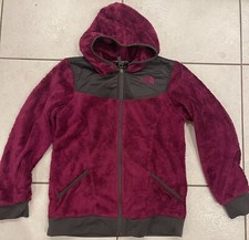 The North Face Girls Berry Gray Long FLEECE Hooded Jacket LARGE 14-16