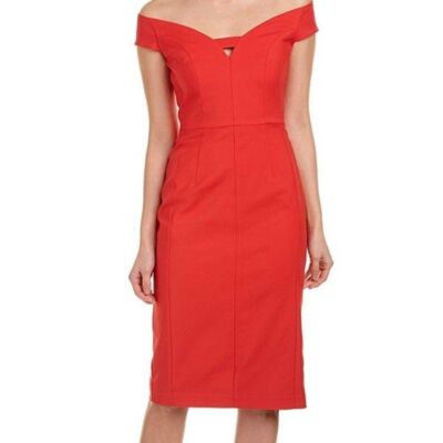 Black Halo Sheath Dress Woman Size 2 Red Lust Off-the-Shoulder Sleeveless |  eBay