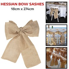Hessian Sashes Chair Sash Burlap Jute Bow Wider Fuller Rustic Bow Sash Wedding