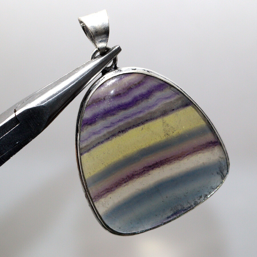 925 Silver Rainbow Fluorite Ethnic Pendant Jewelry 2