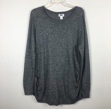 Old Navy Black Gray Marled Soft Sweater Scoop Neck Ruched Sides Maternity XL