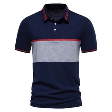 ZONBAILON Men's Summer Color Contrast Fashion Versatile Polo Shirt Short Sleeve