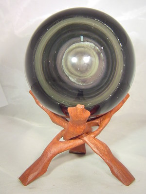 BUTW Mexican rainbow obsidian sphere 4.4'' orb healing globe with stand 6686E ab