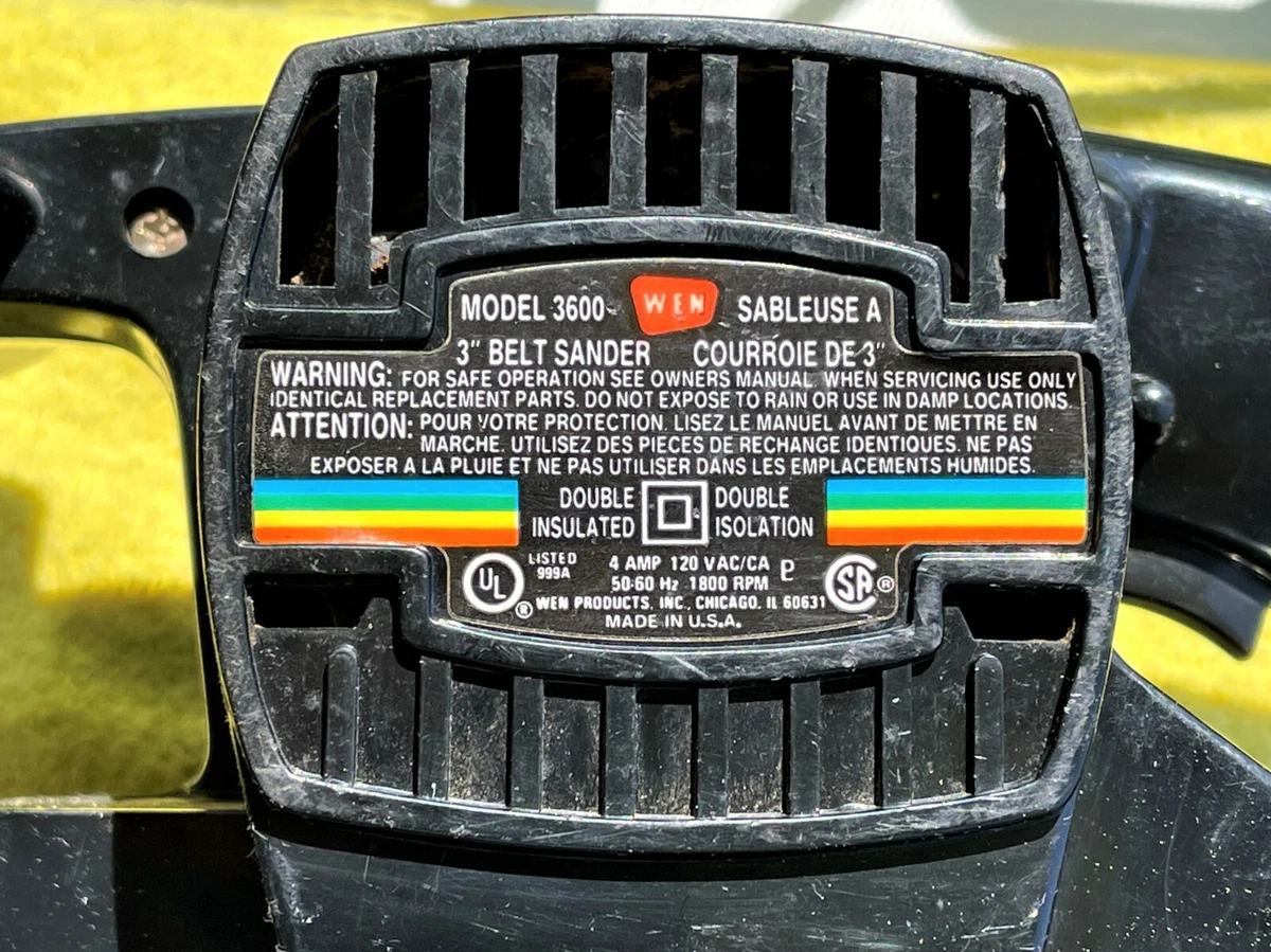 VINTAGE WEN 3 INCH SANDER MODEL 3600 WITH THREE EXTRA BELTS AS