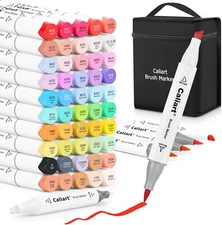 Dual Tip Alcohol Art Markers, 51 Colors with Free Blender & Case - Perfect Gift!