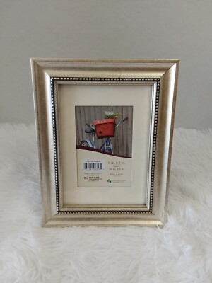 Gold Tone Leandro Picture Frame W/Opening For 5 X 7, 3.5 X 5 Or 4 X 6 With Mat