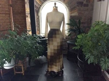 Vintage 1970s Wenjilli Metallic Lurex Knit Gold Black Formal Maxi Dress