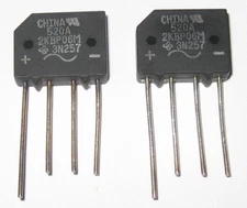 2 X 2 Amp 600 Volt Low Profile Bridge Rectifier - 600V 2A Inline Compact Diode