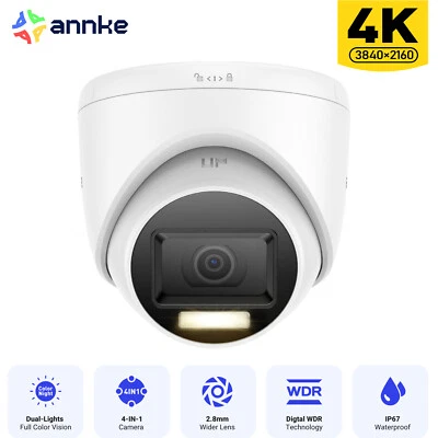 ANNKE 4IN1 4K Video CCTV Security Camera 8MP Wired AI Color Night Outdoor IP67