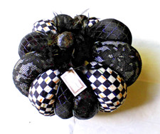 MacKENZIE CHILDS HAUNTED HOUSE LARGE BLACK FEATHER PUMPKIN