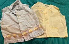 Antique Vintage Baby Clothes Lot Of 2 Tops Shirts Embroidered Icecream Sunday