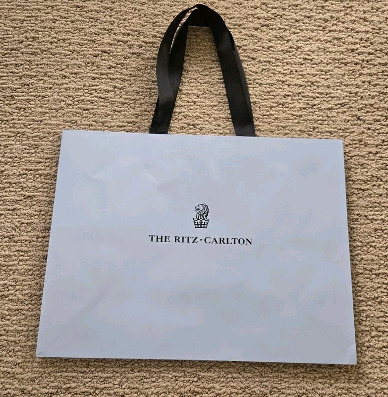 Ritz Carlton Paper Shopping Gift Tote Bag Medium  10" x 8" x 5 Light Pale Blue