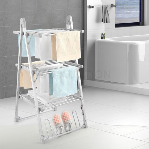 Electric Heated Airer Towel Rail Stand Clothes Laundry Warmer Shoe Drying Rack - Picture 1 of 12