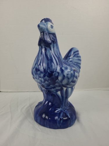 Rooster Ceramic Bombay Company Cobalt Blue 10 In Tall - Picture 3 of 7